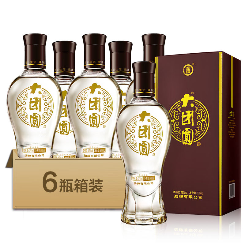 PLUS会员：劲牌毛铺苦荞酒 大团圆 42度 500ml*6瓶 整箱装 年货送礼 412.42元（需