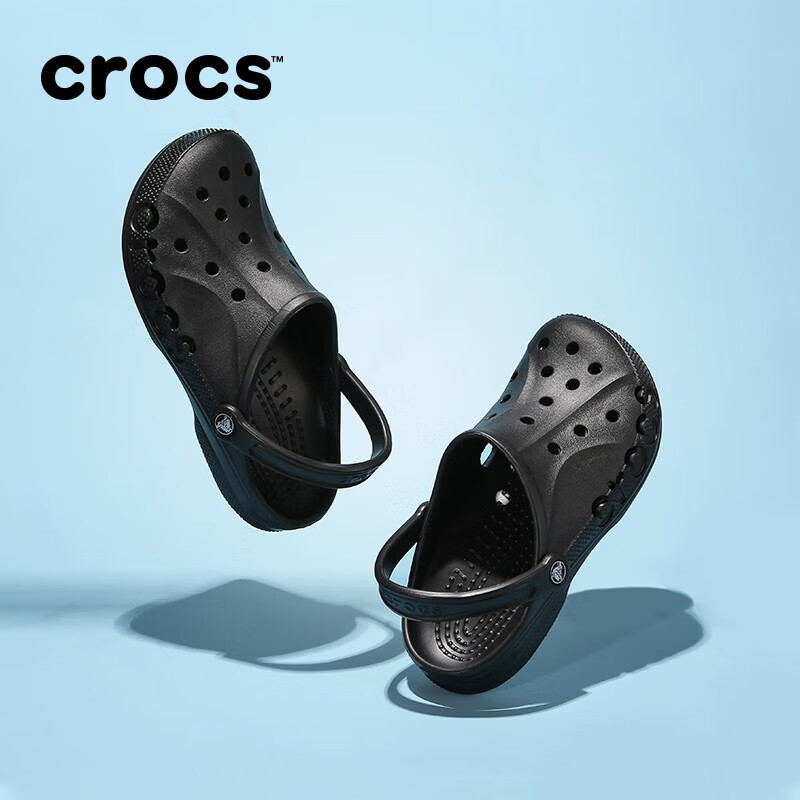 crocs 卡骆驰 洞洞鞋贝雅男鞋女鞋轻便耐磨一脚蹬拖鞋休闲鞋|10126 黑色 153.2