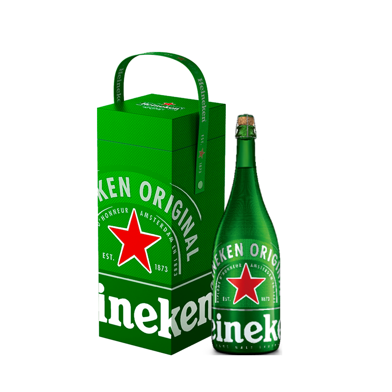 plus会员、京东百亿补贴：Heineken 喜力 经典香槟瓶啤酒 1500ml单瓶礼盒装 74.25