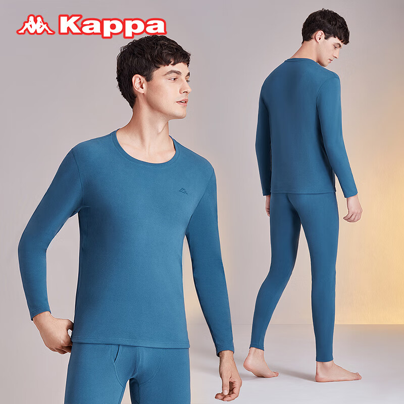 Kappa 卡帕 背靠背（kappa）卡帕保暖内衣男套装加绒低领中厚款秋衣秋裤冬季