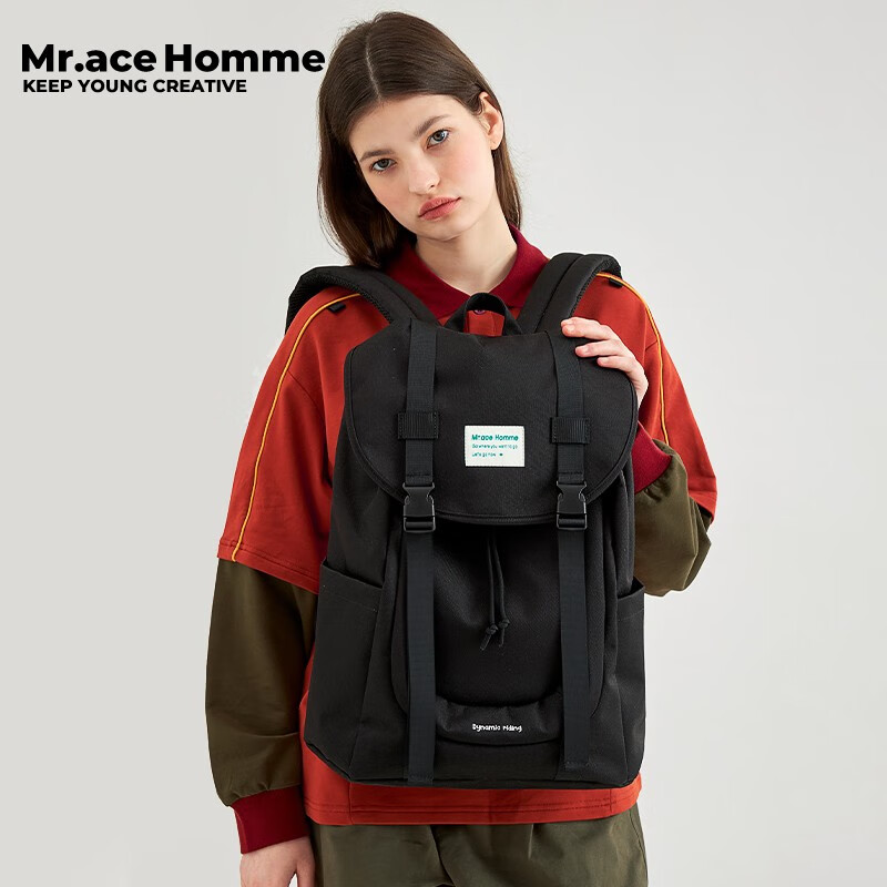 Mr.ace Homme -mracehomme动感骑行双肩包女学生书包简约大容量旅行电脑背包男 学