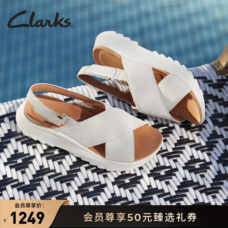 Clarks 其乐 女鞋纤动系列春夏舒适罗马凉鞋厚底沙滩凉鞋女 白色 261719494 37 12