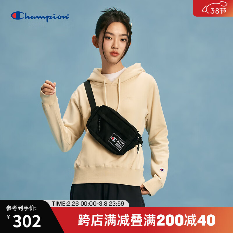 Champion 冠军2024春季刺绣连帽卫衣简约纯色上衣休闲女款 米白色 M 439元（需