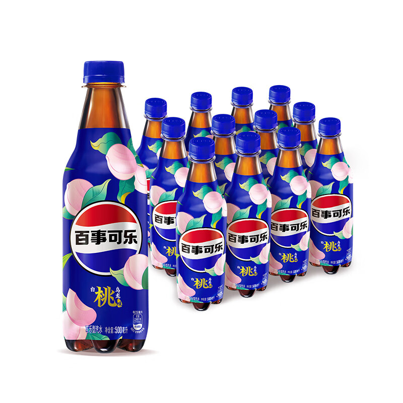 pepsi 百事 太汽系列 白桃乌龙味 碳酸饮料 500ml*12瓶 9.88元