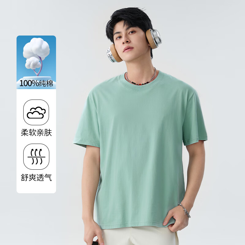 班尼路t恤男士夏季 220G重磅纯棉短袖*2 59.9元(需领券,合29.95元/件)