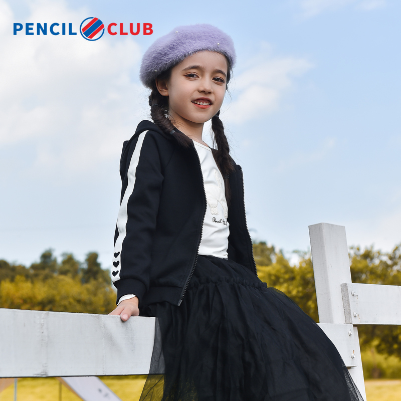铅笔俱乐部 童装2023春装新款女童外套针织儿童上衣大童带帽棒球服 55.2元