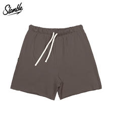 SLAMBLE 夏季新款弹力毛圈短裤男女纯色百搭运动四分裤中裤薄款潮牌 红灰 XL 