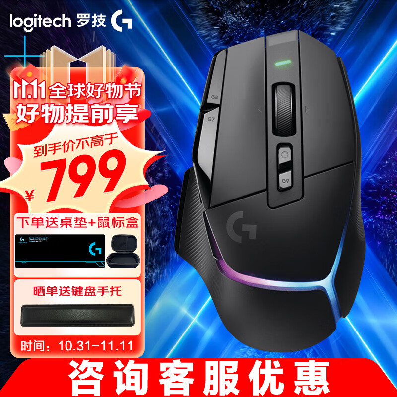 logitech 罗技 G502 X PLUS 2.4G Lightspeed 无线鼠标 25600DPI RGB 黑色 ￥799