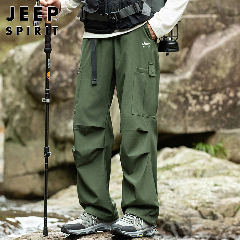 JEEP SPIRIT 吉普工装裤男秋冬季伞兵休闲裤男士直筒登山裤子男装 军绿 L 108元