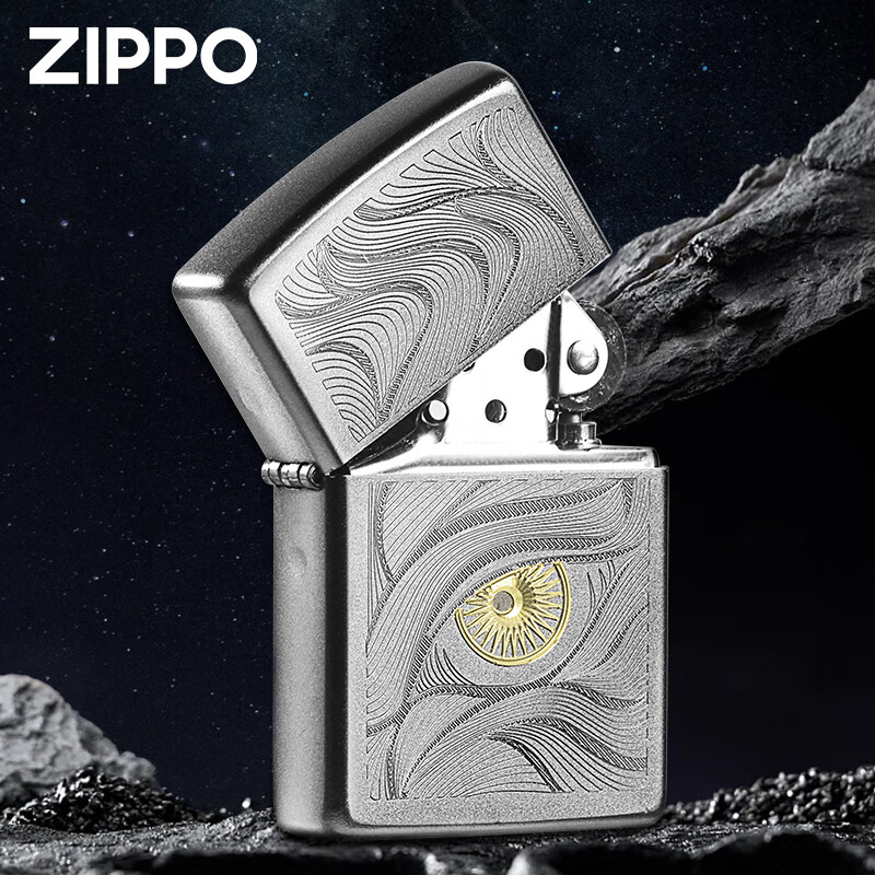 移动端、京东百亿补贴：ZIPPO 之宝 锻纱雕刻秋水含睛 煤油打火机 单机（不