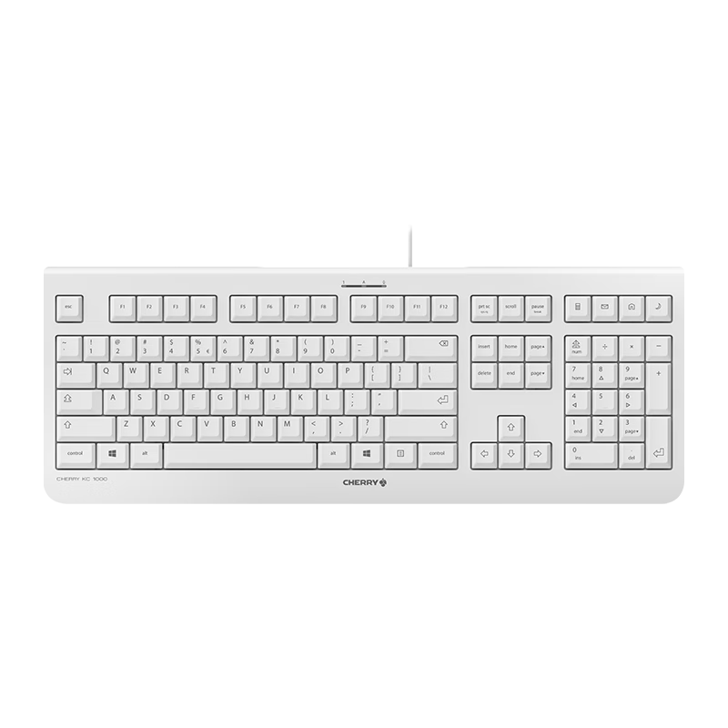 plus会员：CHERRY 樱桃 KC 1000 108键 有线薄膜键盘 白色 无光 63.68元