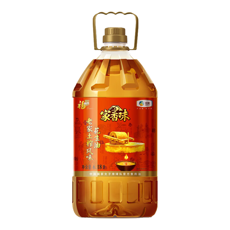 Plus会员：概率券：家香味 食用油 老家土榨风味花生油6.18L 中粮福临门出品 