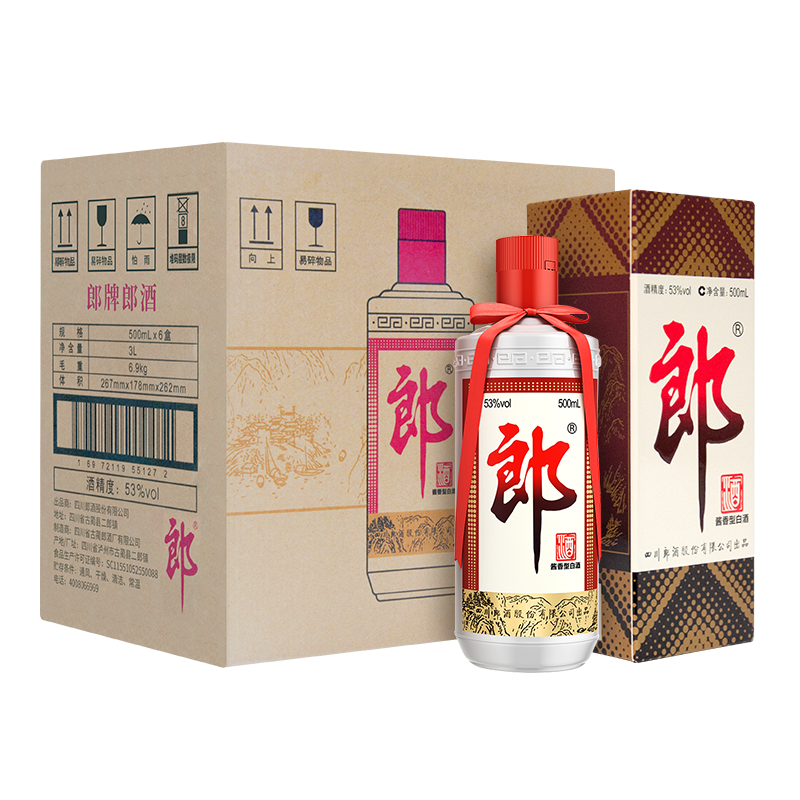 PLUS会员：郎酒 郎牌郎酒 酱香型白酒 53度 500ml*6瓶 整箱装 1166.2元（需领券）