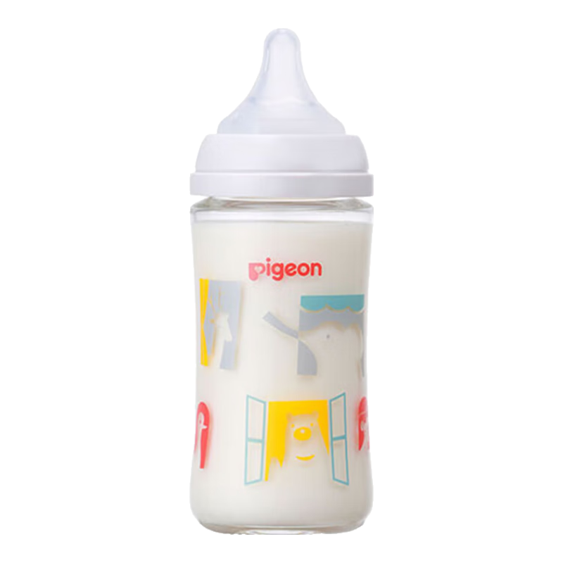 贝亲（Pigeon）新生儿宝宝玻璃奶瓶第3代宽口径自带M号240ml 欢乐动物园 ￥110.