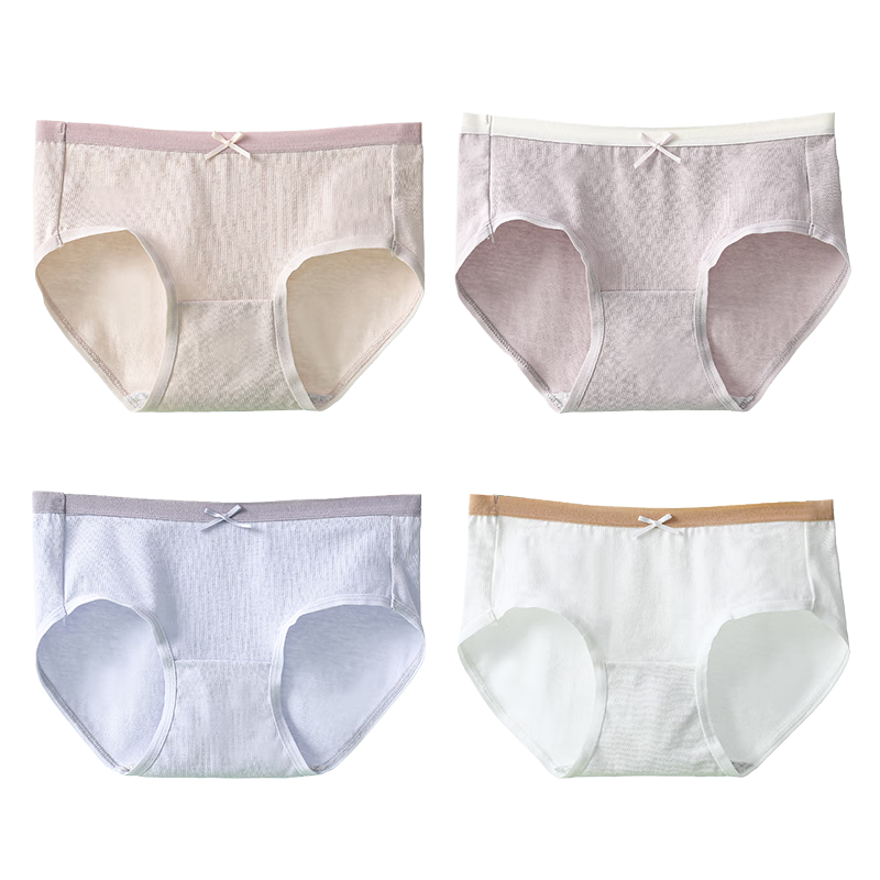 PLUS会员：宜而爽女士内裤4条装 白色+浅紫+浅蓝+浅肤 M(160) 24.55元包邮（双重