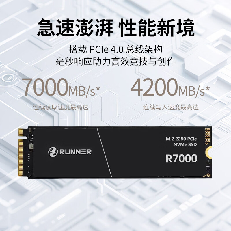 奔跑者 Runner）512GB SSD固态硬盘 M.2接口PCIe 4.0x4 539元 - 86线报