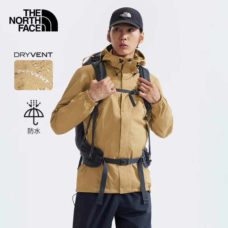 THE NORTH FACE 北面 冲锋衣男户外防风防泼单层硬壳外套7QOH 卡其色/LK5 3XL LK5/卡