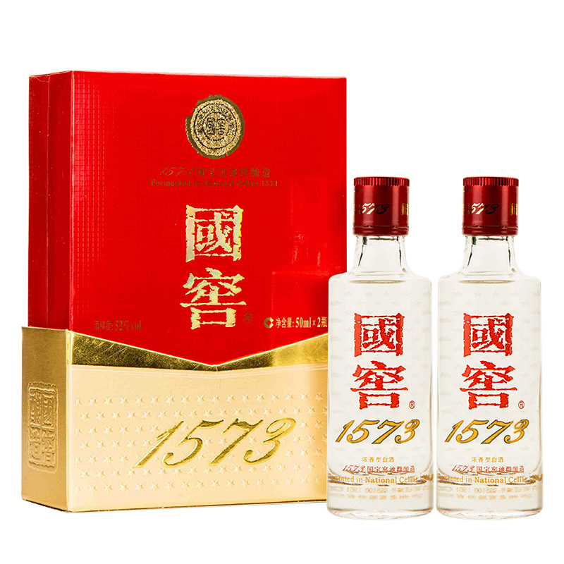 泸州老窖 国窖1573 浓香型白酒 52度50ml*2瓶 礼盒装(防伪查询随机