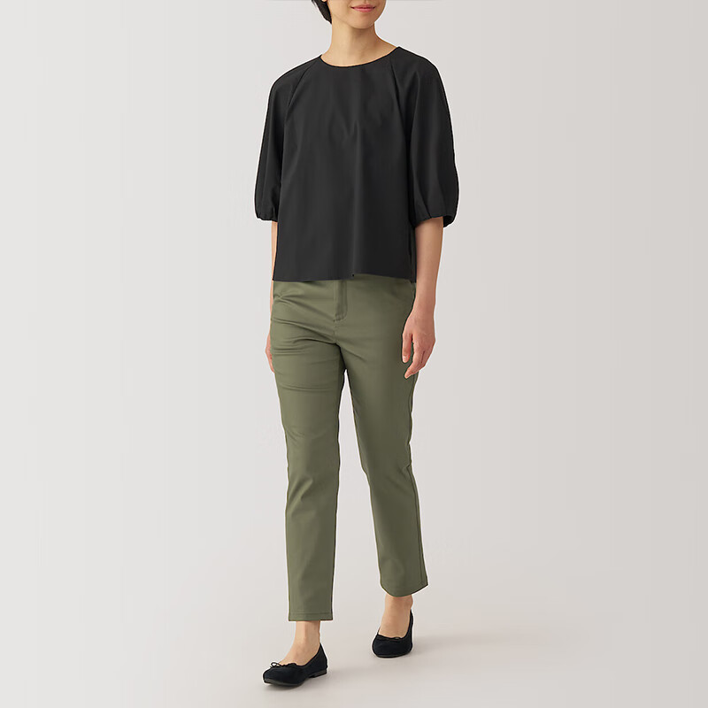 無印良品 MUJI 女式 弹力丝光斜纹 女款修身锥形裤 90元 - 线报酷