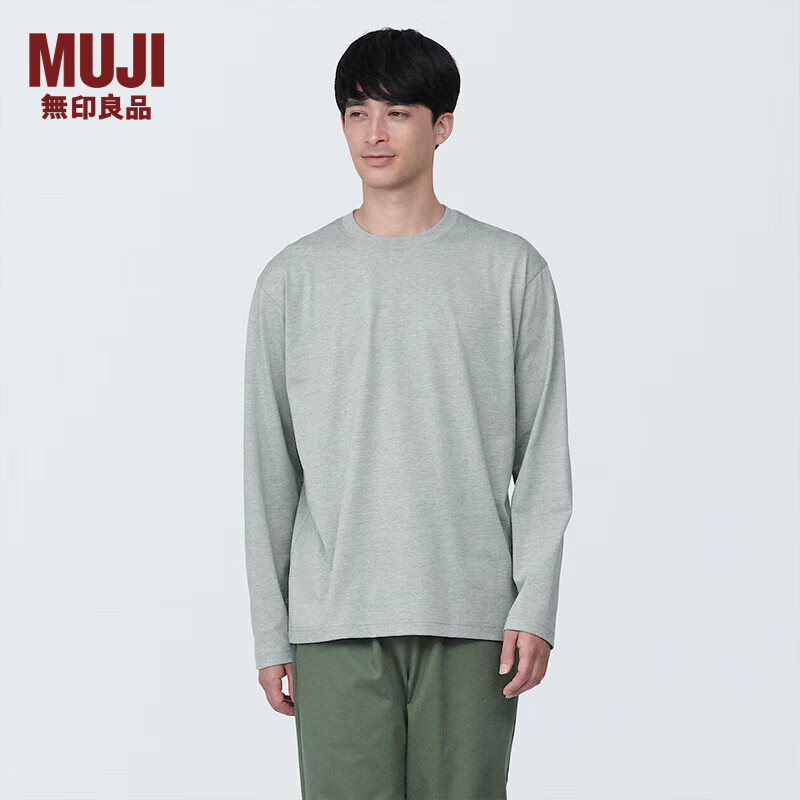 MUJI 無印良品 男式 天竺编织 圆领长袖T恤 AB1L3A4S 78元