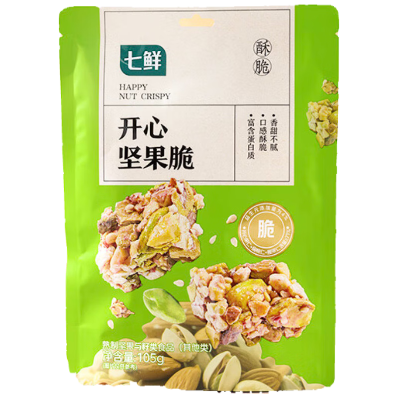 七鲜 开心坚果脆 混合坚果仁 独立小包装 105g 11.27元(需试用）