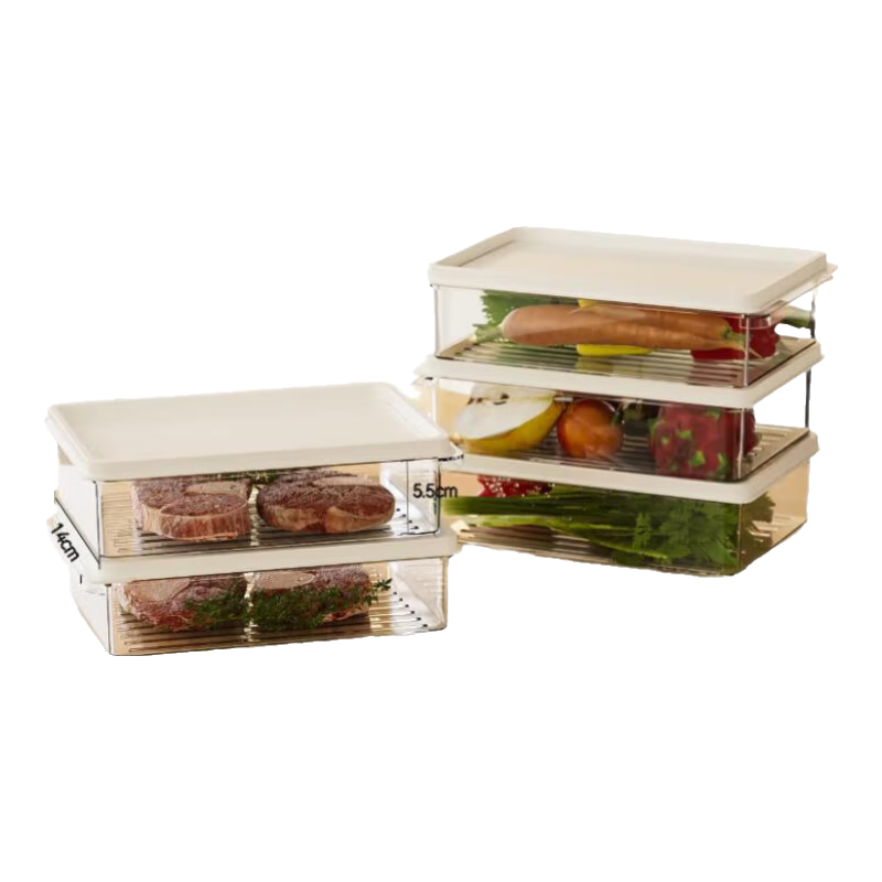 京东京造 保鲜盒 食品级冰箱收纳盒 1100ML 2个＊2件 19.9元包邮(合9.95元/件，4.