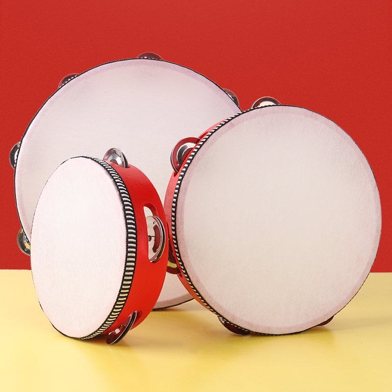 打击乐器手拍鼓手摇铃鼓幼儿园老师用教学鼓儿童玩具6寸红色18元