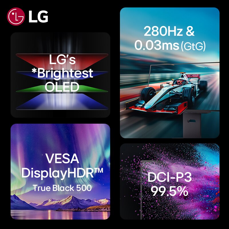 LG 27GX700A OLED第四代堆叠技术 黑色 26.5英寸 显示器 2899元 - 线报酷