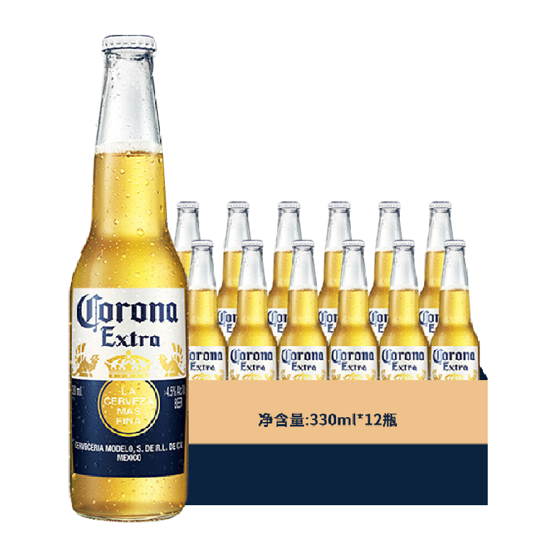 Corona 科罗娜 啤酒11.3°P墨西哥风味拉格整箱批发330ml 12瓶 66.62元（需用券）