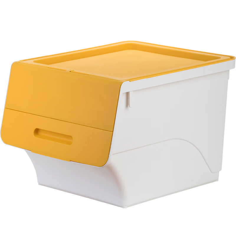 PLUS会员:茶花 前开式斜翻盖储物盒34L*3只 黄色 77.39元包邮（需领券，合25.8元