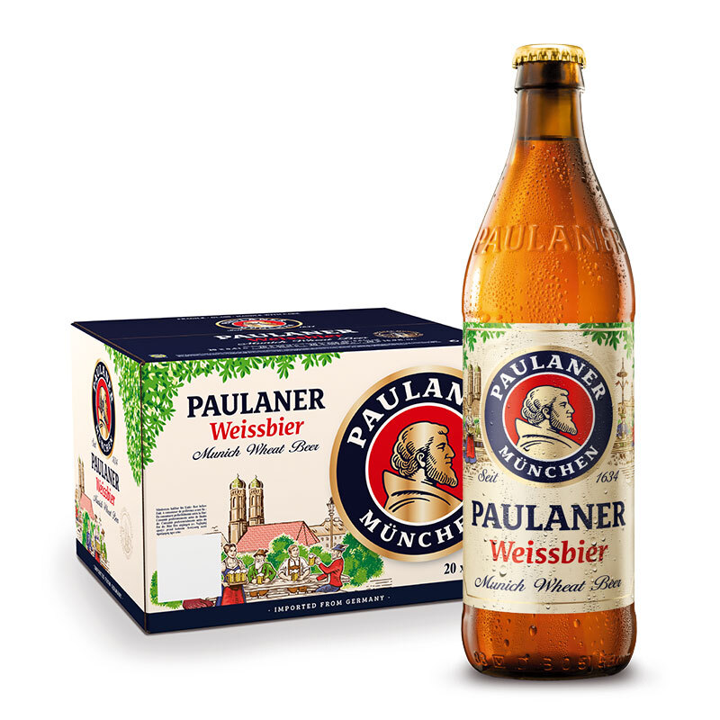 PAULANER 保拉纳 柏龙 德国原装进口啤酒 白啤 500ml*20瓶整箱 500mL 20瓶 156.21元（