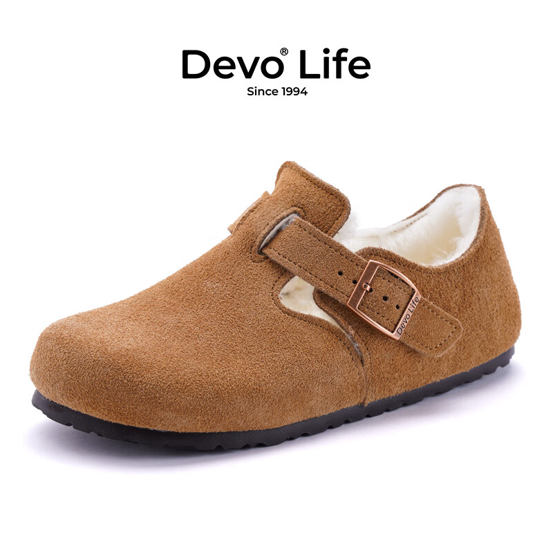 Devo Life 的沃 女款羊毛内里保暖包头勃肯鞋 96008 ￥261.51