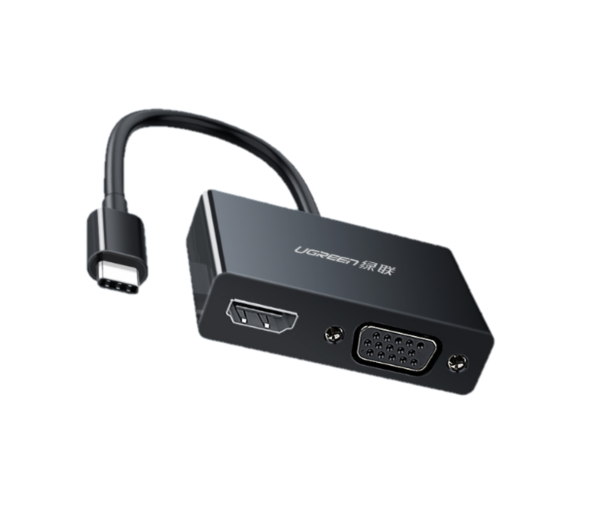 绿联 MM123 Type-C转HDMI VGA 接口转换器 黑色 79元