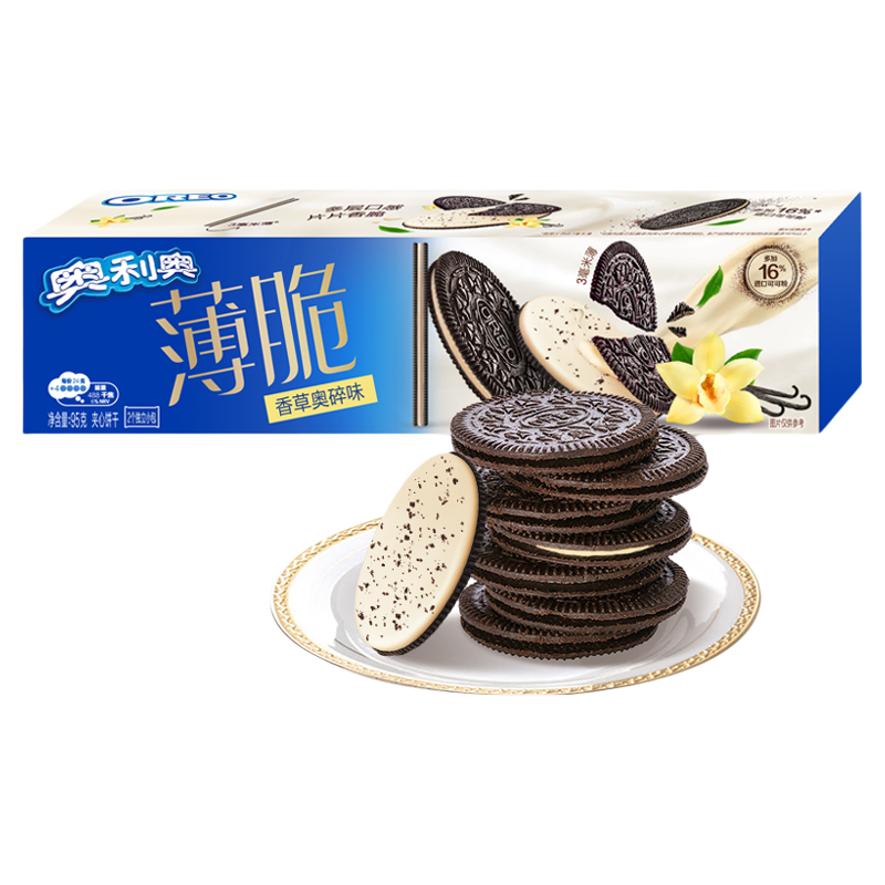 OREO 奥利奥 薄脆夹心饼干香草奥碎味95g休闲网红零食儿童零食 95g ￥9.9