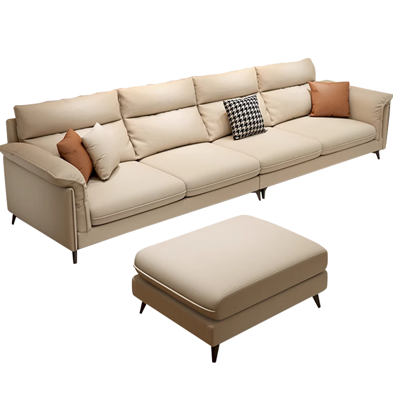 PLUS会员：惠寻 京东自有品牌 科技布艺沙发客厅小户型简约高靠背直排 2.1米