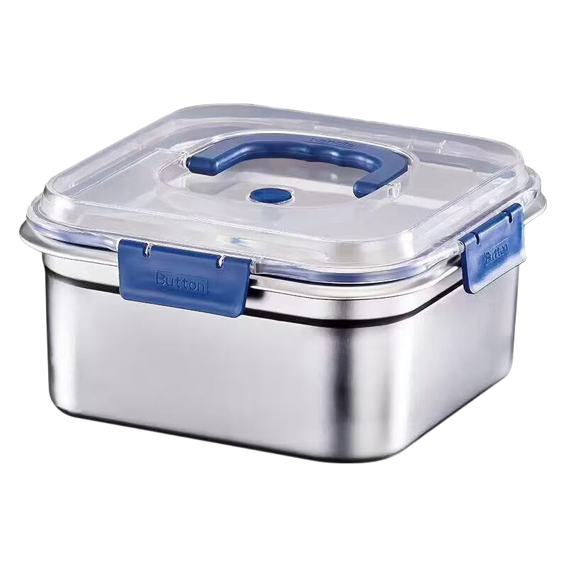 食品级不锈钢加厚保鲜保温盒 1800ml*2个 全密封带盖 仅2.5元/个，两个5.01元（