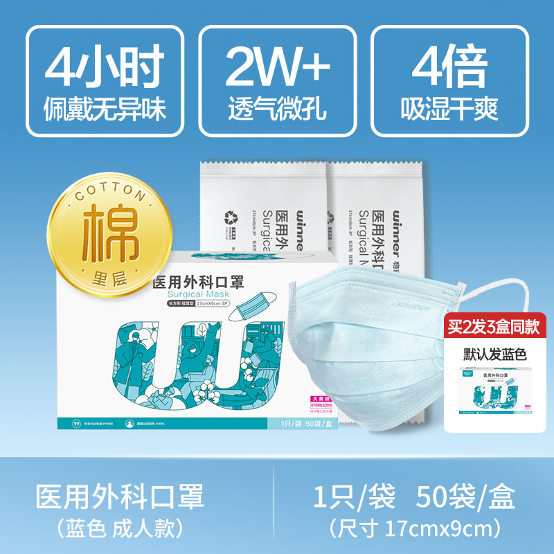 88VIP:稳健医疗 稳健医用外科一次性医疗白色口罩医生医护独立包装灭菌150只 42.65元