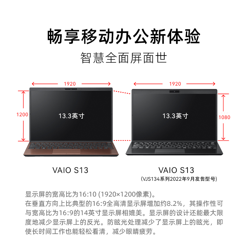 VAIO S13 日本笔记本电脑轻薄13寸英特尔十三代i5/i7 16g 1t 便携办公商务本 9487.8