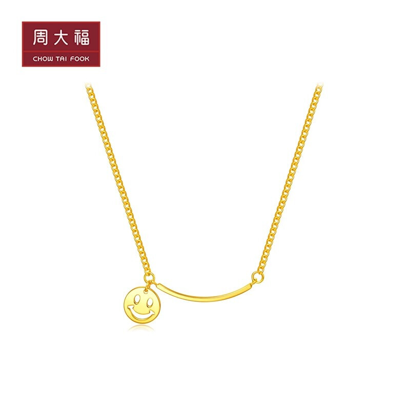 周大福ing时尚笑脸足金黄金项链吊坠工费628计价f22674140cm约5g3042