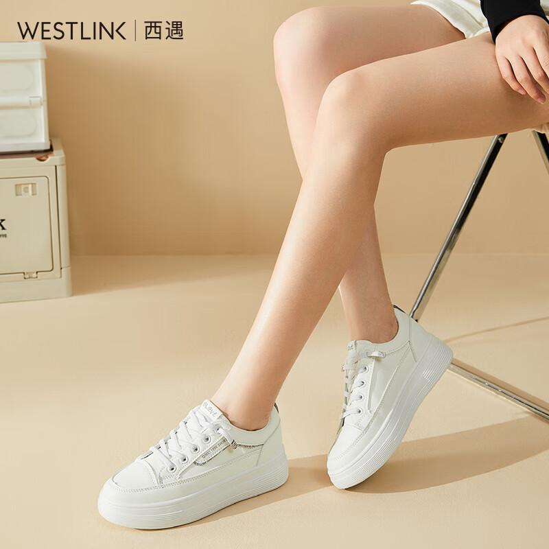 WESTLINK 西遇 运动鞋厚底增高白色板鞋 65.4元包邮（双重优惠）
