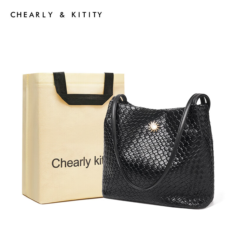 Chearly kitity 包包女包新潮托特包通勤单肩包大容量 经典黑 69元（需用券）