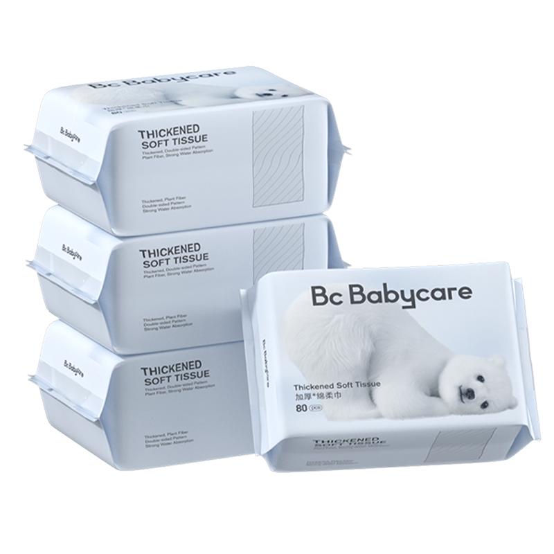 babycare 婴儿柔巾干湿两用小熊洗脸巾80抽*4包棉柔新生儿 21.58元（需买4件，