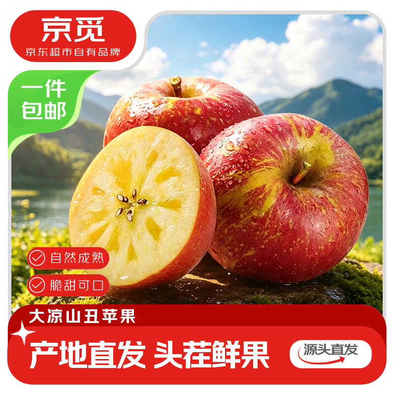京觅 大凉山丑苹果 净重5斤 单果70-75mm 源头直发 21.9元 - 线报酷