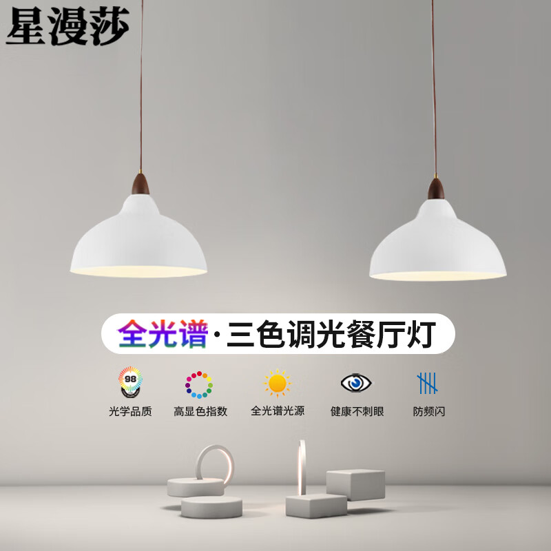 星漫莎 餐厅吊灯全光谱LED办公室商场店铺单头现代简约吊灯饭馆吧台灯具 