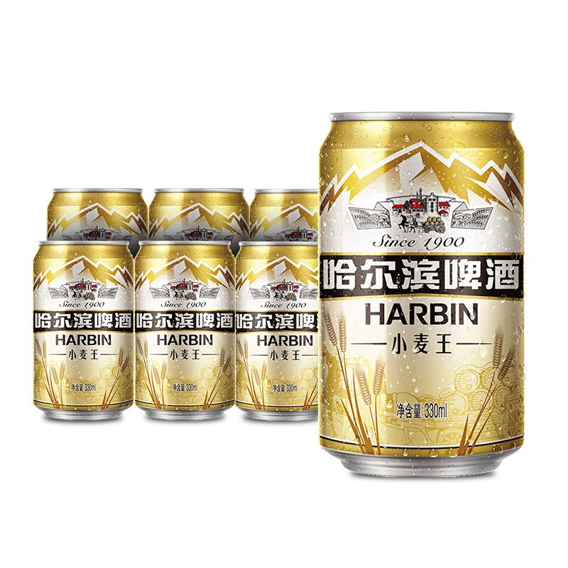 88VIP：哈尔滨啤酒 Beer/哈尔滨哈啤啤酒小麦王清醇爽口330ml*24听 32.47元（需买