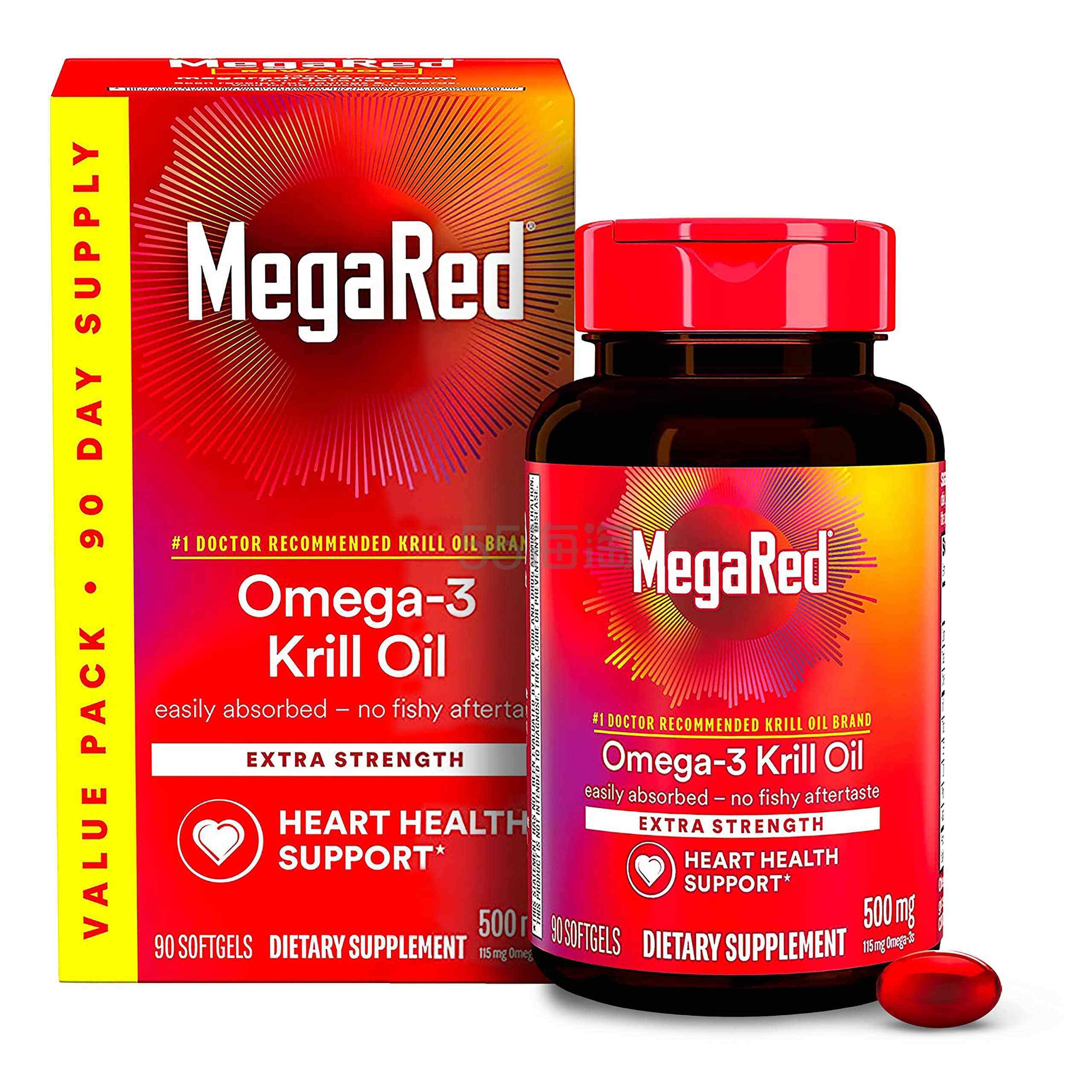 降价！MegaRed 磷虾油营养补充剂 抗氧化 90粒软胶囊装 香草味 到手价¥125.73 - 86线报