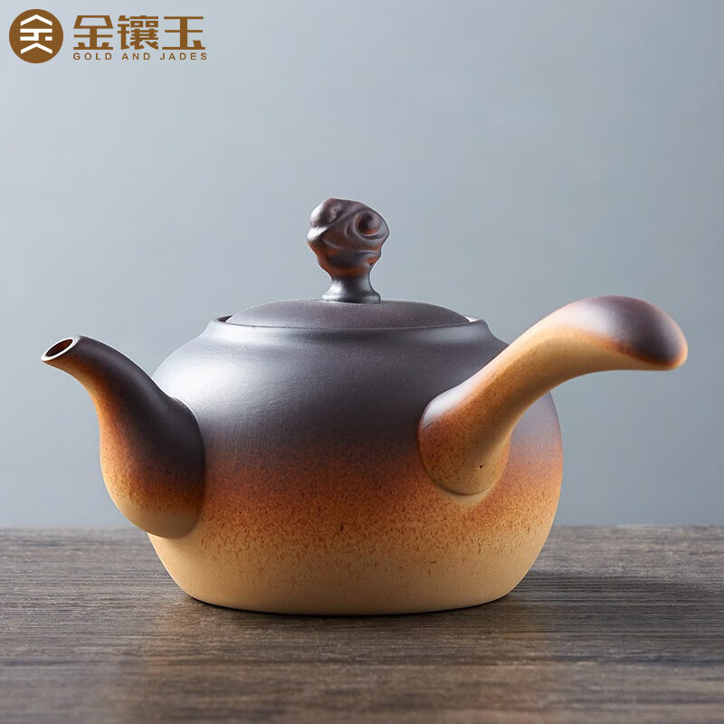 金镶玉 粗陶煮水壶 家用陶瓷茶壶煮茶壶可明火电陶炉可用功夫茶具800cc 祥