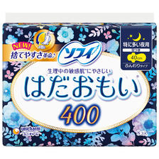 Sofy 苏菲 温柔肌 卫生巾 超薄透气 夜用400mm 8片（日本原装进口) 28元