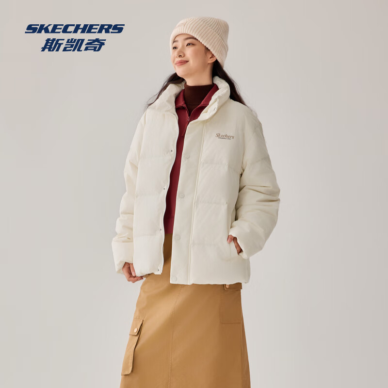 斯凯奇 男女同款500+蓬松户外鸭绒防污防油防沾水冬季保暖立领羽绒服 199元