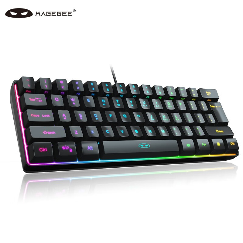 MageGee TS91 61键 有线薄膜键盘 黑色 RGB 59元